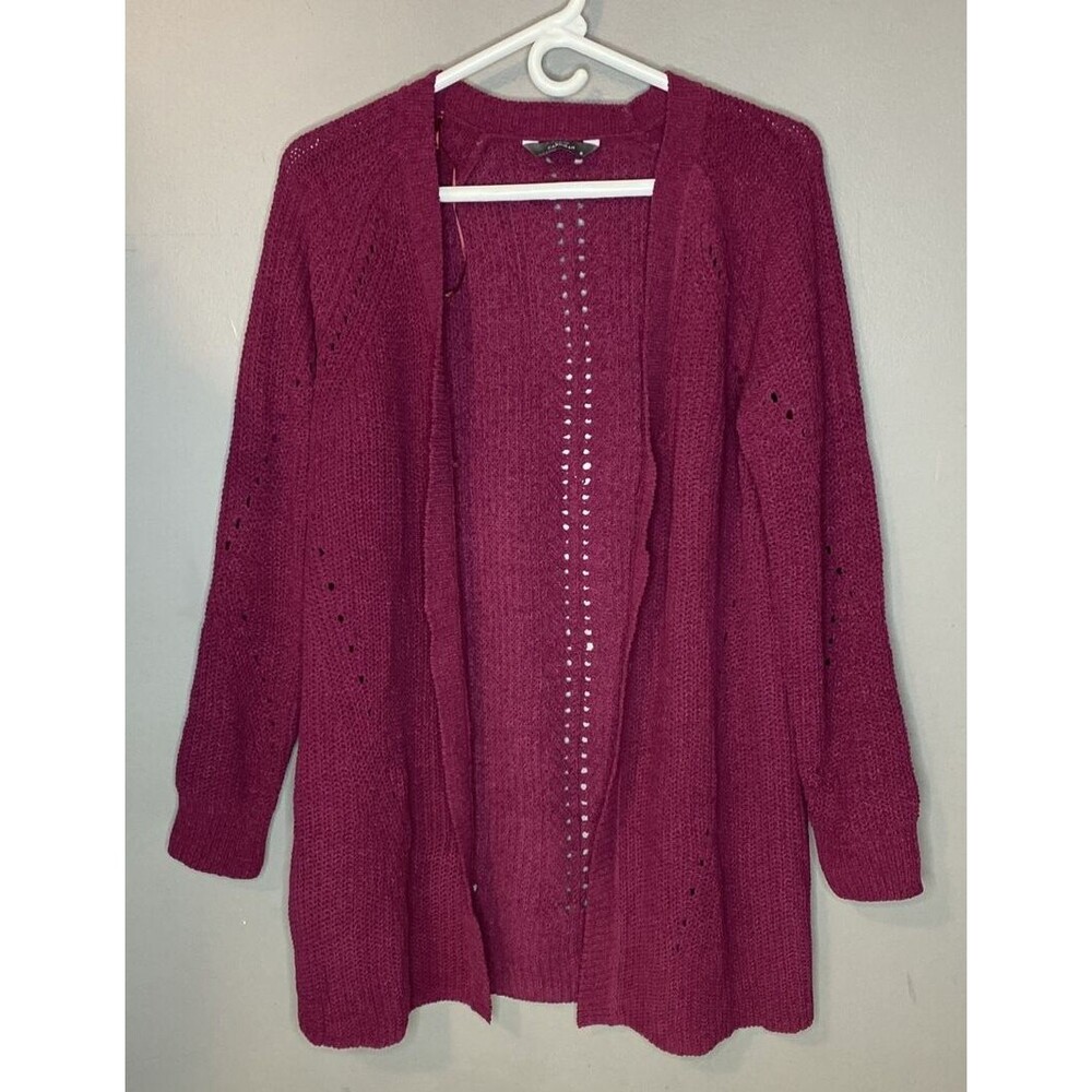 NWOT Members Mark Chenille Cardigan Burgundy Women's Size Small